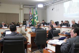 #PraCegoVer: Foto mostra o plenário da Câmara e parte dos vereadores presentes.